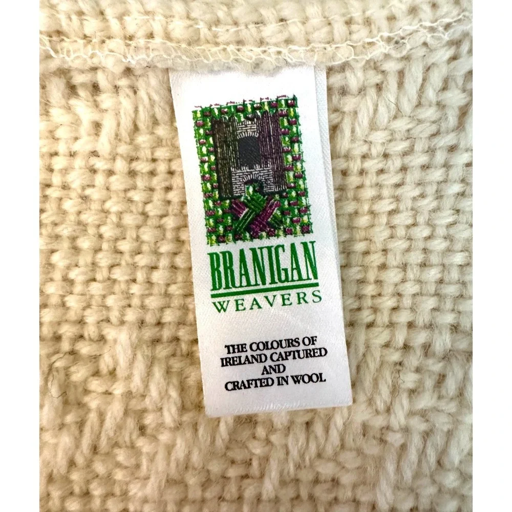 Branigan Weavers Women's Rectangular Winter Cable Knit Scarf One Size Cream Wool